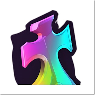 Vibrant Holographic Puzzle Piece Design No. 577 Posters and Art